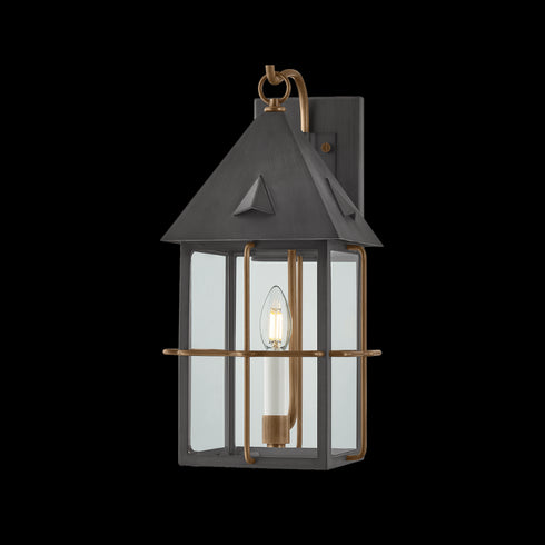 Troy Toby Wall Sconce in Patina Brass and Graphite Finish Model: B6617-PBR/GRA