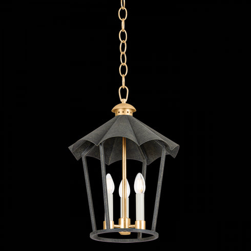 Troy Wildomar Lantern in Vintage Gold Leaf/French Iron Finish Model: F3714-VGL/FRN