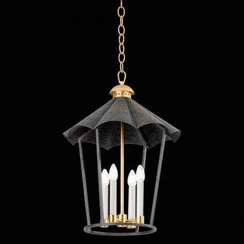 Troy Wildomar Lantern in Vintage Gold Leaf/French Iron Finish Model: F3718-VGL/FRN