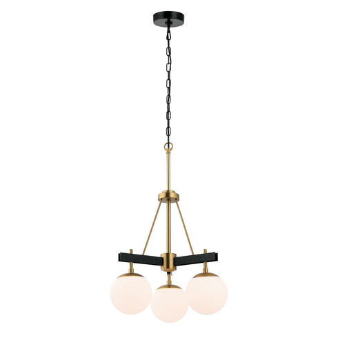 Varaluz Allie 3 Light Chandelier Blac Satin Brass Model: 352C03BLSB