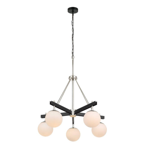 Varaluz Allie 5 Light Chandelier Blac Polished Model: 352C05BLPN