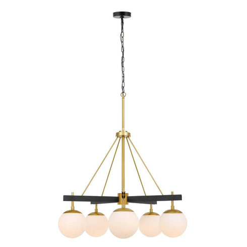 Varaluz Allie 5 Light Chandelier Blac Satin Brass Model: 352C05BLSB