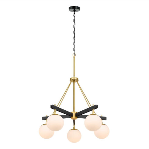 Varaluz Allie 5 Light Chandelier Blac Satin Brass Model: 352C05BLSB