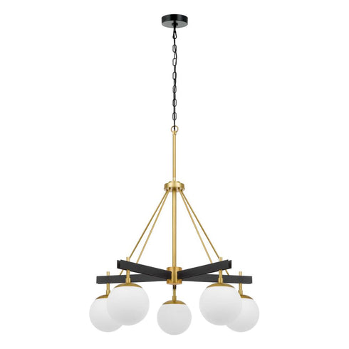 Varaluz Allie 5 Light Chandelier Blac Satin Brass Model: 352C05BLSB