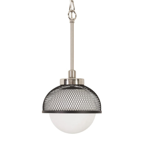 Varaluz Aris 1 Light Pendant Brushed Nicke Black Model: 347M01BNBL