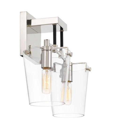 Varaluz Arlo 2 Light Wall Blac Polished Nickel Model: 351K02BLPN