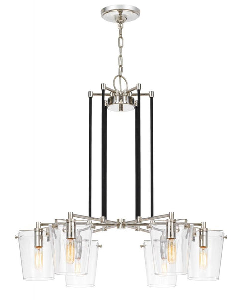 Varaluz Arlo 6 Light Chandelier Blac Polished Model: 351C06BLPN