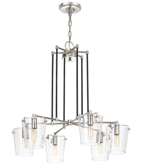 Varaluz Arlo 6 Light Chandelier Blac Polished Model: 351C06BLPN