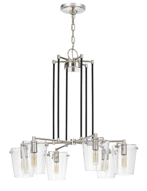 Varaluz Arlo 6 Light Chandelier Blac Polished Model: 351C06BLPN