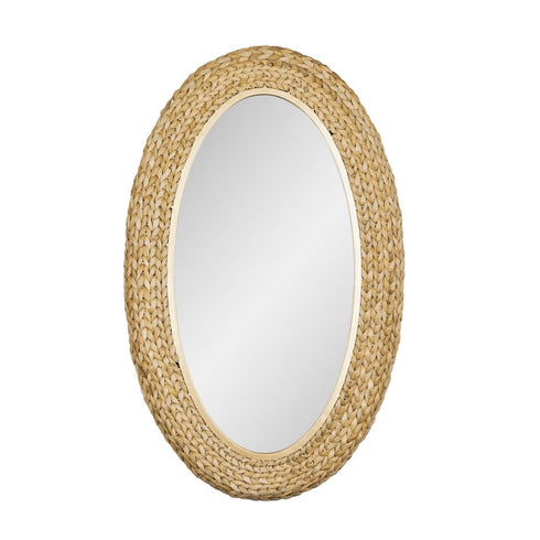 Varaluz Athena 24x40 Oval Wall Mirror French Gol Natural Seagrass in French Gold/Natural Seagrass Finish Model: 457MI24FGN