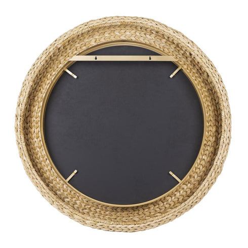 Varaluz Athena 40 in Round Wall Mirror French Gol Natural Seagrass in French Gold/Natural Seagrass Finish Model: 457MI40FGN