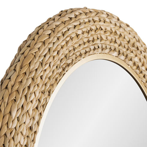 Varaluz Athena 40 in Round Wall Mirror French Gol Natural Seagrass in French Gold/Natural Seagrass Finish Model: 457MI40FGN