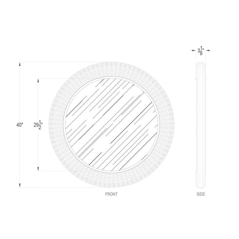 Varaluz Athena 40 in Round Wall Mirror Matte Blac Black Seagrass in Matte Black/Black Seagrass Finish Model: 457MI40MBB