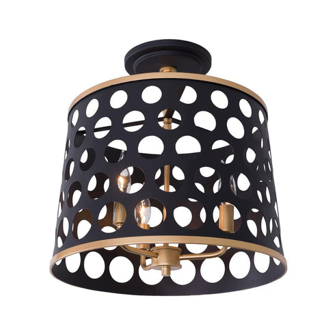 Varaluz Bailey 3 Light Pendan Semi Flush Matte Blac Model: 346S03MBFG