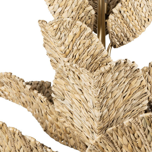 Varaluz Banana Leaf 12 Light Chandelier French Gol Natural Seagrass in French Gold/Natural Seagrass Finish Model: 901C12FGN