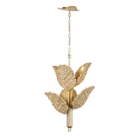 Varaluz Banana Leaf 6 Light Chandelier French Gol Natural Seagrass in French Gold/Natural Seagrass Finish Model: 901C06FGN