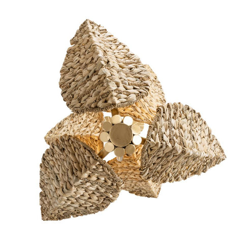 Varaluz Banana Leaf 6 Light Chandelier French Gol Natural Seagrass in French Gold/Natural Seagrass Finish Model: 901C06FGN