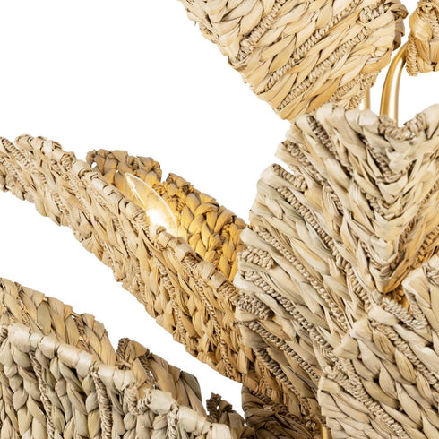 Varaluz Banana Leaf 9 Light Chandelier French Gol Natural Seagrass in French Gold/Natural Seagrass Finish Model: 901C09FGN