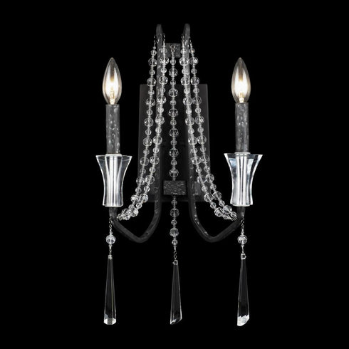 Varaluz Barcelona 2 Light Crystal Wall Sconce Onyx Model: 270W02OX