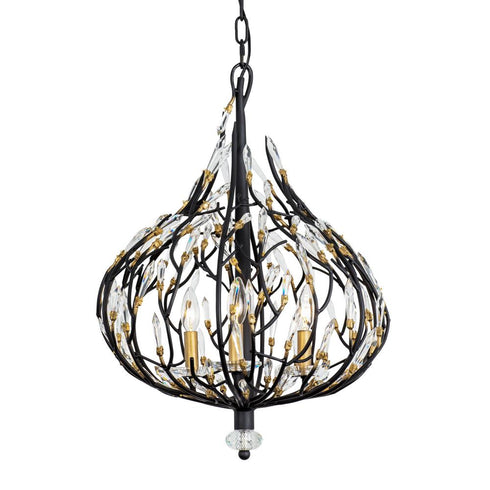 Varaluz Bask 3 Light Crystal Pendant Matte Blac Model: 271P03MBFG