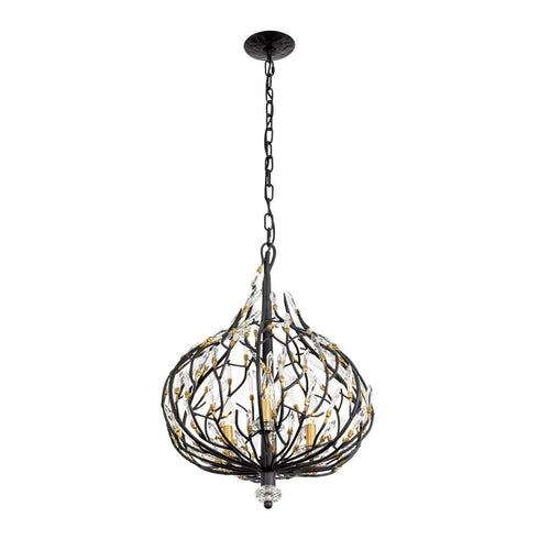 Varaluz Bask 3 Light Crystal Pendant Matte Blac Model: 271P03MBFG