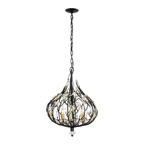 Varaluz Bask 3 Light Crystal Pendant Matte Blac Model: 271P03MBFG