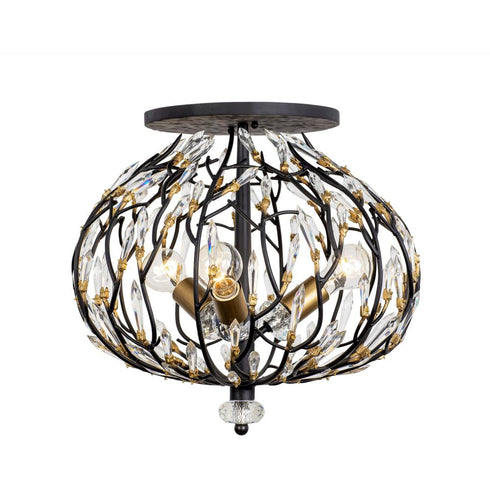 Varaluz Bask 3 Light Crystal Semi Flush Matte Blac Model: 271S03MBFG