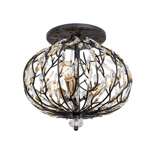 Varaluz Bask 3 Light Crystal Semi Flush Matte Blac Model: 271S03MBFG