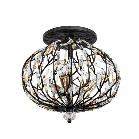 Varaluz Bask 3 Light Crystal Semi Flush Matte Blac Model: 271S03MBFG