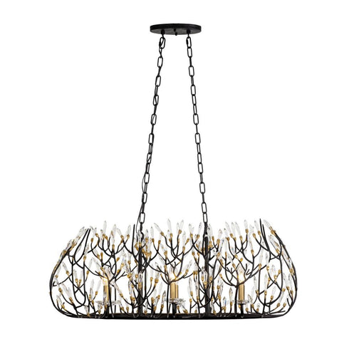 Varaluz Bask 6 Light Crystal Linear Pendant Matte Model: 271N06MBFG