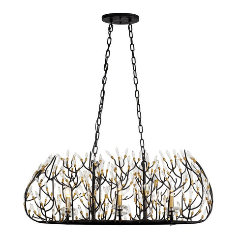 Varaluz Bask 6 Light Crystal Linear Pendant Matte Model: 271N06MBFG