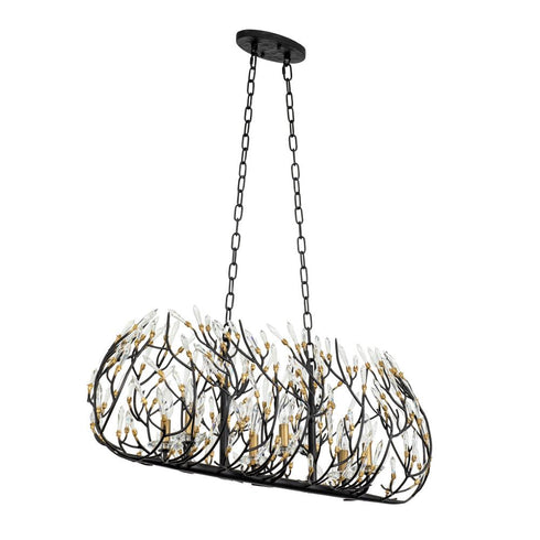 Varaluz Bask 6 Light Crystal Linear Pendant Matte Model: 271N06MBFG