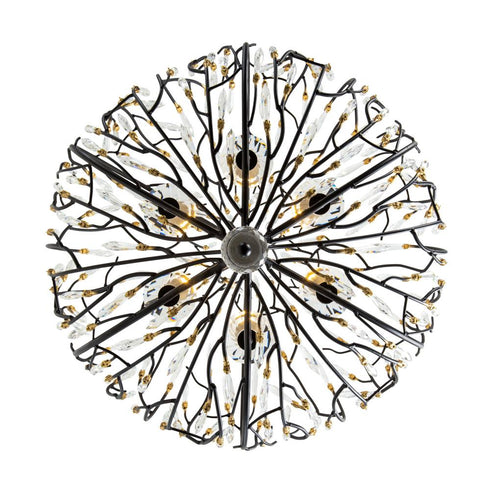 Varaluz Bask 6 Light Crystal Pendant Matte Blac Model: 271P06MBFG