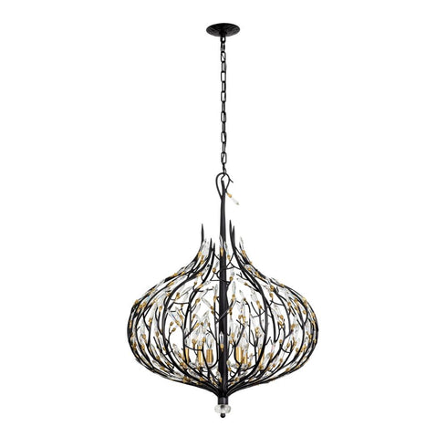 Varaluz Bask 6 Light Crystal Pendant Matte Blac Model: 271P06MBFG