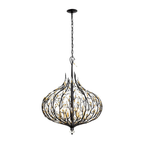Varaluz Bask 6 Light Crystal Pendant Matte Blac Model: 271P06MBFG