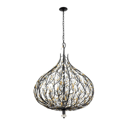 Varaluz Bask 9 Light Crystal Pendant Matte Blac Model: 271P09MBFG