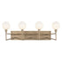 Varaluz Bodie 4 Light Bath With Glossy Opal White Glass in Havana Gold Model: 314B04HG