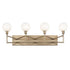 Varaluz Bodie 4 Light Bath With Glossy Opal White Glass in Havana Gold Model: 314B04HG