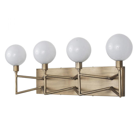 Varaluz Bodie 4 Light Bath With Glossy Opal White Glass in Havana Gold Model: 314B04HG
