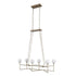 Varaluz Bodie 6 Light Linear Pendant With Glossy Opal White Glass in Havana Gold Model: 314N06HG