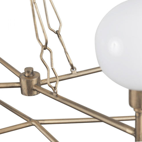 Varaluz Bodie 6 Light Linear Pendant With Glossy Opal White Glass in Havana Gold Model: 314N06HG
