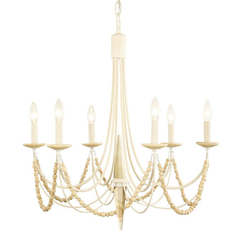 Varaluz Brentwood 6 Light Chandelier Country White Model: 350C06CW
