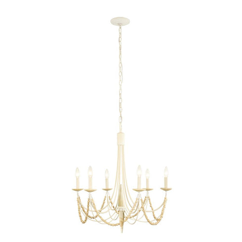 Varaluz Brentwood 6 Light Chandelier Country White Model: 350C06CW