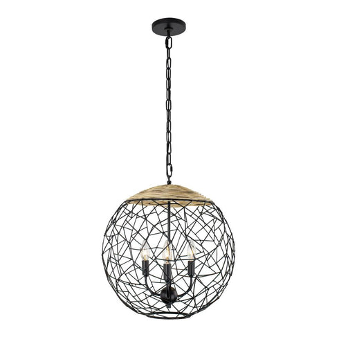 Varaluz Cayman 3 Light Orb Pendant Black Model: 362P03BL