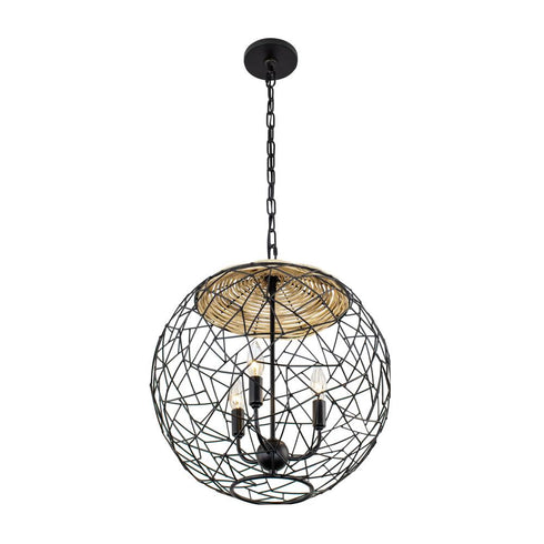 Varaluz Cayman 3 Light Orb Pendant Black Model: 362P03BL
