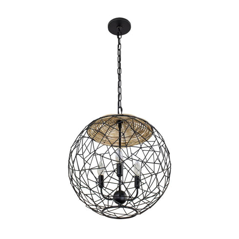 Varaluz Cayman 3 Light Orb Pendant Black Model: 362P03BL