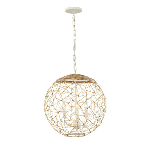 Varaluz Cayman 3 Light Orb Pendant Country White Model: 362P03CW