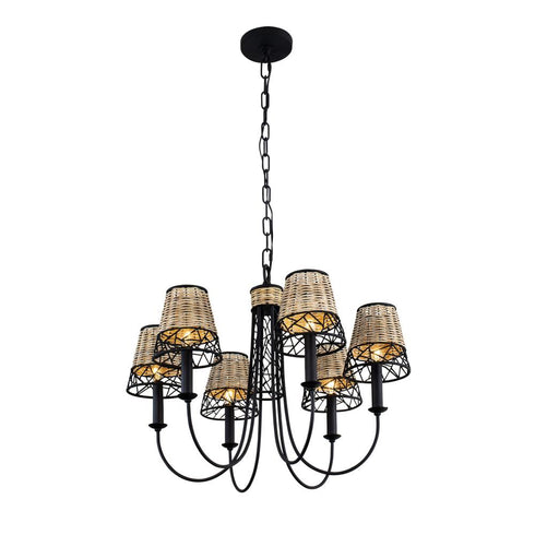 Varaluz Cayman 6 Light Chandelier Black Model: 362C06BL