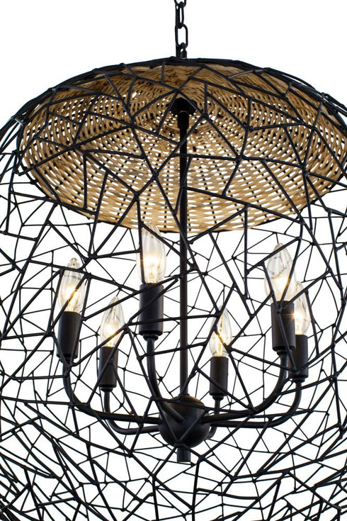 Varaluz Cayman 6 Light Orb Pendant Black Model: 362P06BL