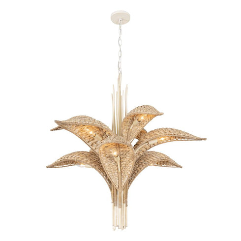 Varaluz Century Palm 9 Light 3 Tier Chandelier in Country White Model: 519C09CW